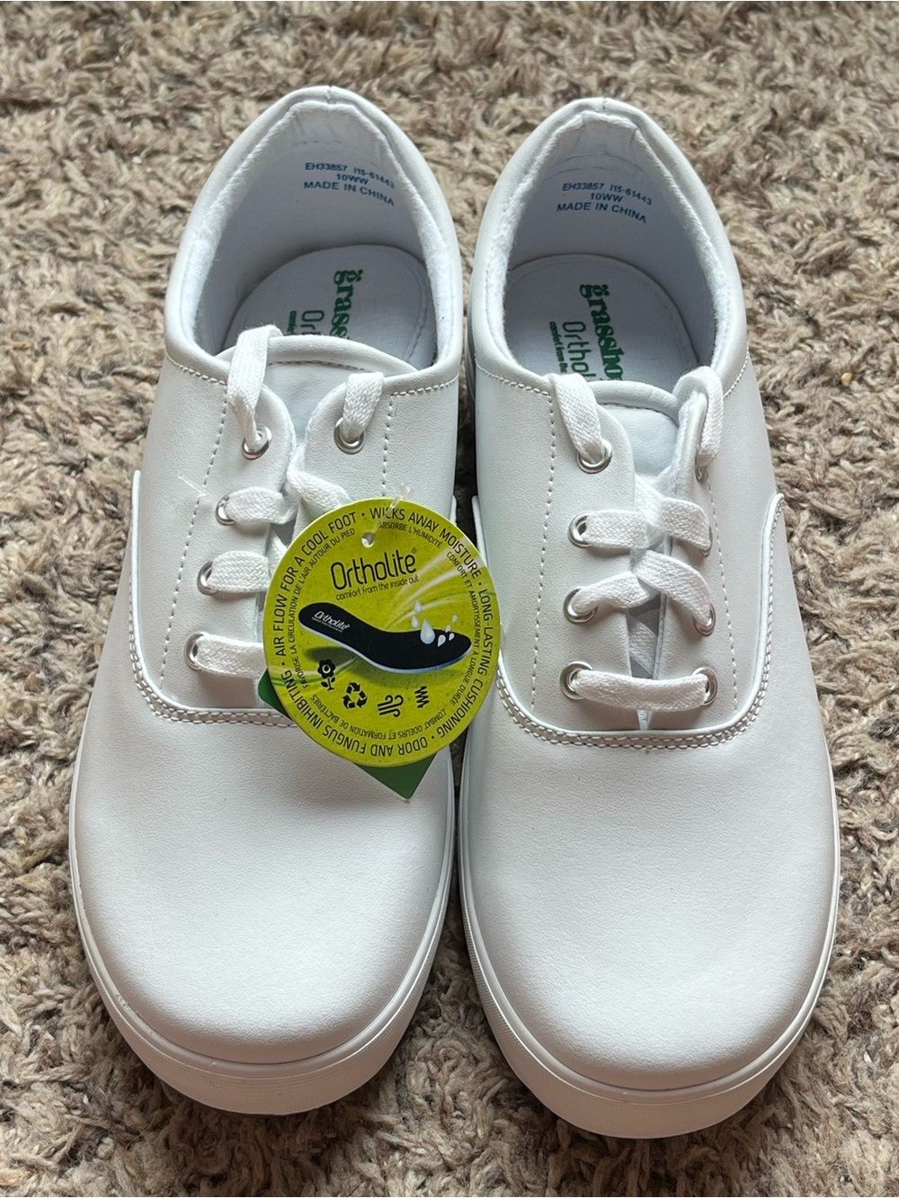 Grasshoppers Ortholite Leather JANEY Womens Shoes EH33857 Size 10WW Memory Foam